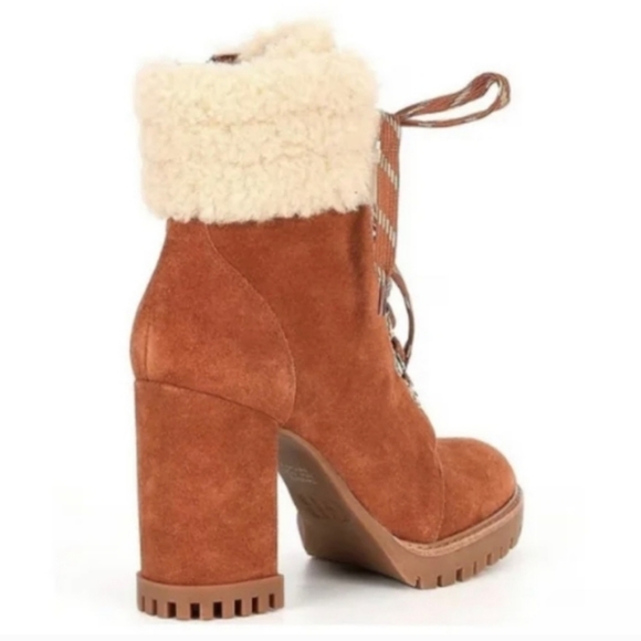 New w/o box Gianni Bini Sight-See Suede Shearling Hiker Platform Booties 9.5 NEW - Picture 2 of 13